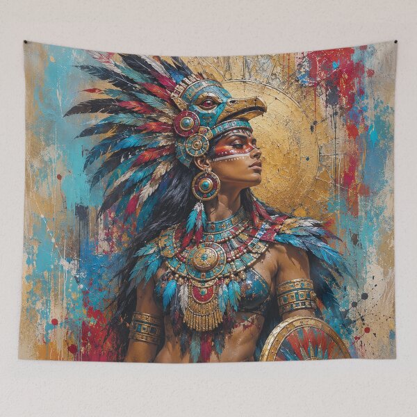 Item preview, Aztec warrior Goddess Huitzilopochtli painting. designed and sold by GalleryKauffeld.