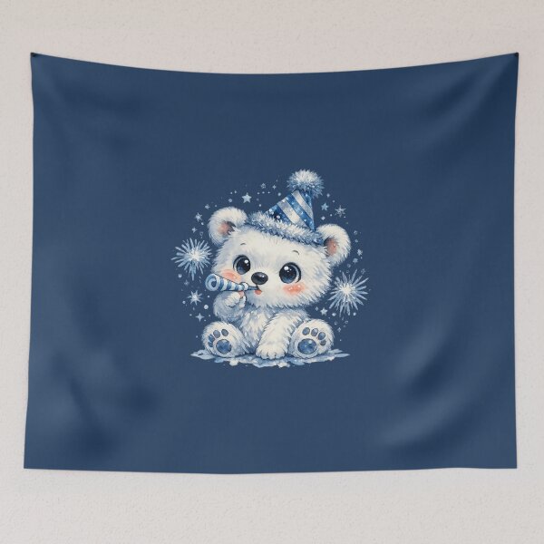 Item preview, Cute New Year Polar Bear Watercolor – Kawaii Winter Bear Holiday Celebration Art designed and sold by MagicMakerPh.