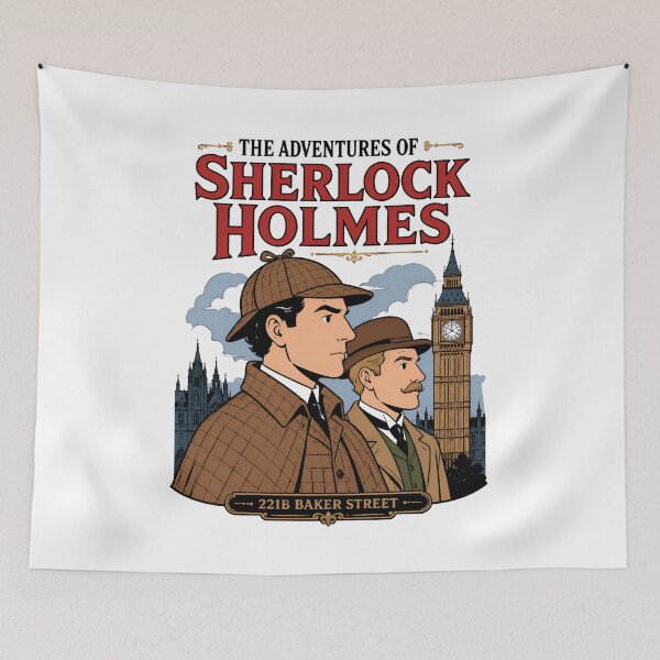 Item preview, The Adventures of Sherlock Holmes Dr Watson London Art designed and sold by Fenay Designs.