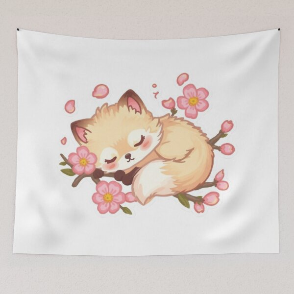 Item preview, Cute Fox Under Cherry Blossoms | Pastel Kawaii Animal Sticker designed and sold by Stylestickers55.