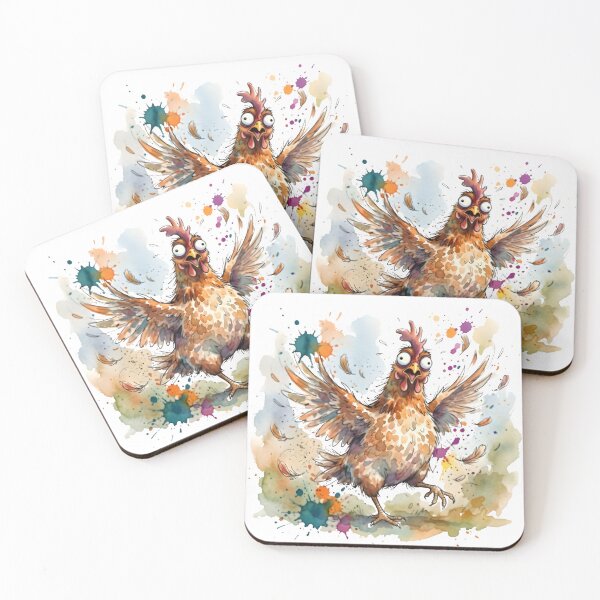 Item preview, Crazy Chicken Watercolor Art | Funny Cartoon Chicken Digital Illustration designed and sold by Unwrapfashion.