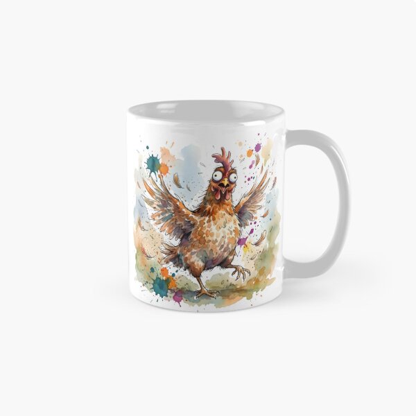 Item preview, Crazy Chicken Watercolor Art | Funny Cartoon Chicken Digital Illustration designed and sold by Unwrapfashion.