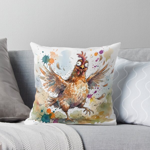 Item preview, Crazy Chicken Watercolor Art | Funny Cartoon Chicken Digital Illustration designed and sold by Unwrapfashion.