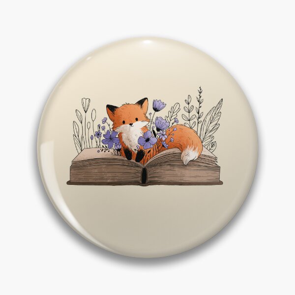 Item preview, Fox on a book with flowers designed and sold by Fran Fryberg.