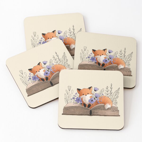 Item preview, Fox on a book with flowers designed and sold by Fran Fryberg.