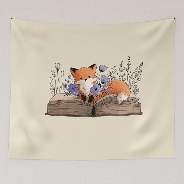 Item preview, Fox on a book with flowers designed and sold by Fran Fryberg.
