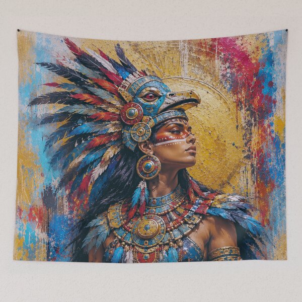 Item preview, Aztec warrior Goddess Huitzilopochtli painting. designed and sold by GalleryKauffeld.