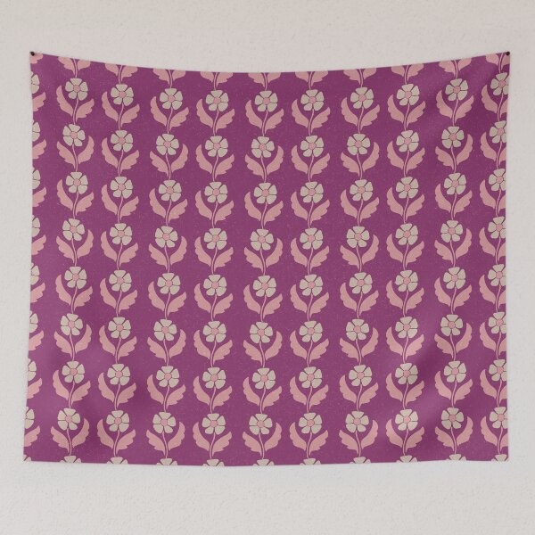 Item preview, Medium Retro Scandinavian Folk Floral Berry Magenta Botanical Pattern designed and sold by DColourMuse.