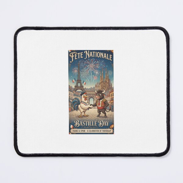 Item preview, Bastille Day 2026 France Spain Friendship Rooster Bull Fireworks Art designed and sold by VikrantCreative.