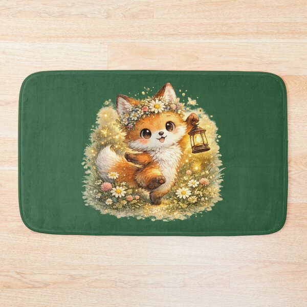 Item preview, Cute Midsummer Fox Watercolor – Kawaii Woodland Fox with Flower Crown and Lantern designed and sold by MagicMakerPh.