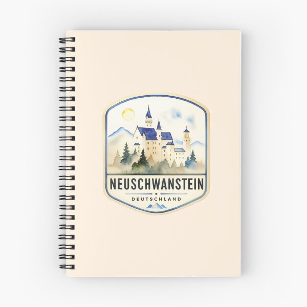 Item preview, Neuschwanstein Castle Germany Watercolor Travel Badge designed and sold by MoxisWatercolor.