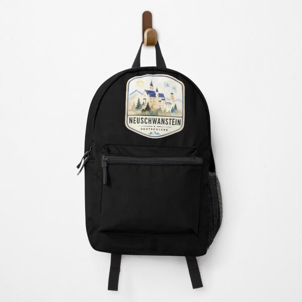 Item preview, Neuschwanstein Castle Germany Watercolor Travel Badge designed and sold by MoxisWatercolor.