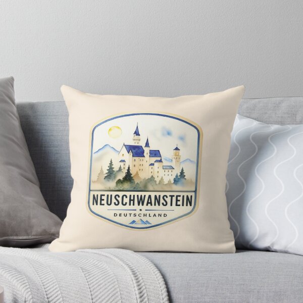 Item preview, Neuschwanstein Castle Germany Watercolor Travel Badge designed and sold by MoxisWatercolor.