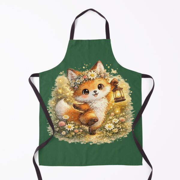 Item preview, Cute Midsummer Fox Watercolor – Kawaii Woodland Fox with Flower Crown and Lantern designed and sold by MagicMakerPh.