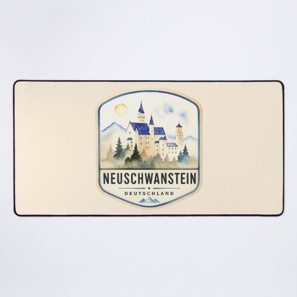 Item preview, Neuschwanstein Castle Germany Watercolor Travel Badge designed and sold by MoxisWatercolor.