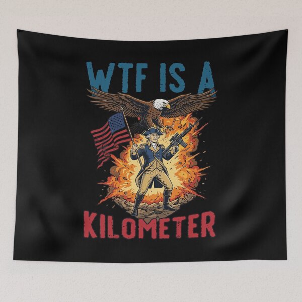 Item preview, 4th of July Shirts for Men and Women WTF is Kilometer Funny Patriotic USA Tees T Shirts designed and sold by stmpdwrld.