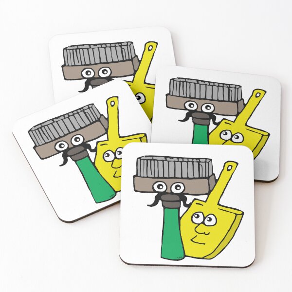 Item preview, Cute Cleaning Brush and Dustpan Cartoon | Funny Perfect Match Sticker designed and sold by MyxaART.