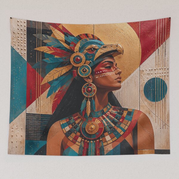 Item preview, Aztec warrior Goddess Huitzilopochtli painting. designed and sold by GalleryKauffeld.