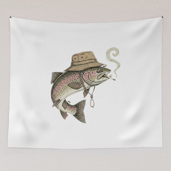 Item preview, Funny Rainbow Trout Fishing Smoking Fish designed and sold by SiarheiYur.