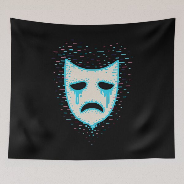 Item preview, Corrupted Mask – Neon Crying Face designed and sold by JupiterGlitchEmpire.