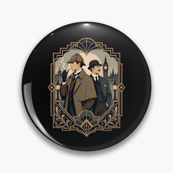 Item preview, Sherlock Holmes and Watson Art Deco London Skyline designed and sold by Fenay Designs.