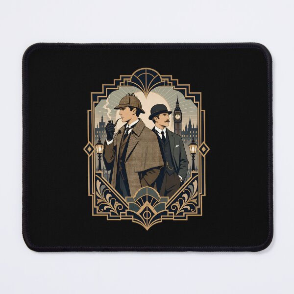 Item preview, Sherlock Holmes and Watson Art Deco London Skyline designed and sold by Fenay Designs.