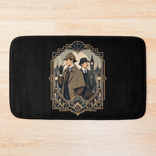 Item preview, Sherlock Holmes and Watson Art Deco London Skyline designed and sold by Fenay Designs.