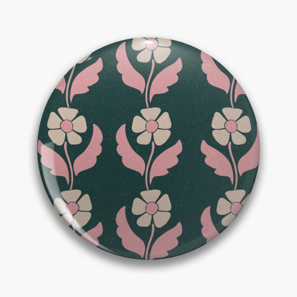 Item preview, Large Retro Scandinavian Folk Floral Forest Green Botanical Pattern designed and sold by DColourMuse.