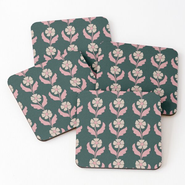 Item preview, Large Retro Scandinavian Folk Floral Forest Green Botanical Pattern designed and sold by DColourMuse.