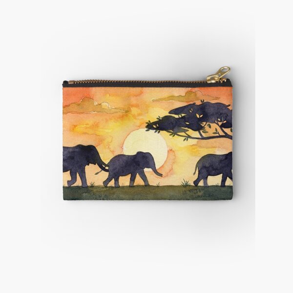 Item preview, Serengeti Sunset Walk - Three Elephants in Watercolor designed and sold by BLUESKY11a.