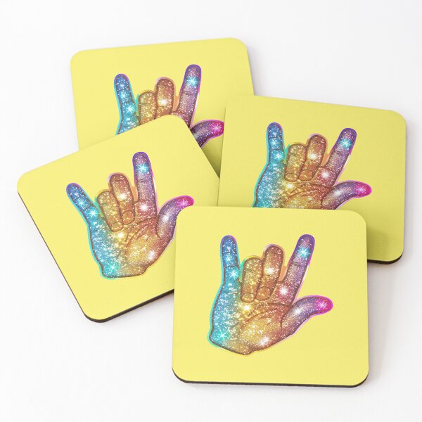 Item preview, Rock On hand sign rainbow glitter sparkle designed and sold by Mauswohn.