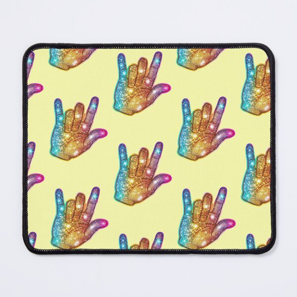 Item preview, Rock On hand sign rainbow glitter sparkle designed and sold by Mauswohn.