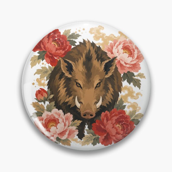 Item preview, Year of the Boar — Japanese Zodiac Floral Watercolor Art Tee designed and sold by medicalkinoko.