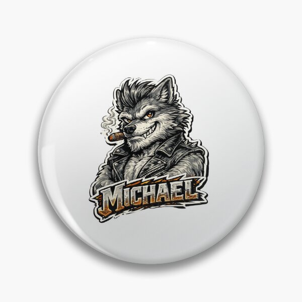 Item preview, Michael – Cool Wolf Name Mascot Sticker designed and sold by AlexLineArt.