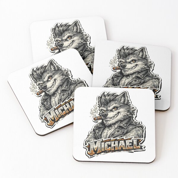 Item preview, Michael – Cool Wolf Name Mascot Sticker designed and sold by AlexLineArt.