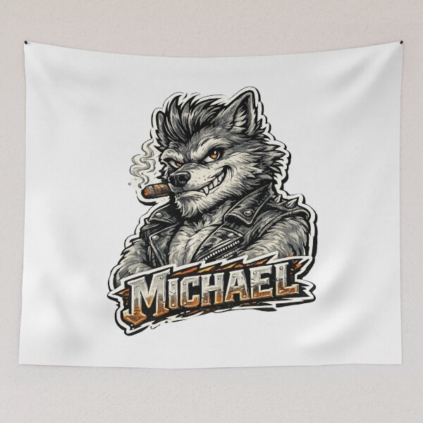 Item preview, Michael – Cool Wolf Name Mascot Sticker designed and sold by AlexLineArt.