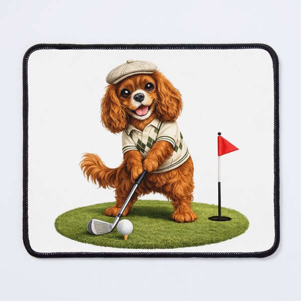 Item preview, Ruby Cavalier Playing Golf designed and sold by SpottyRainbow.
