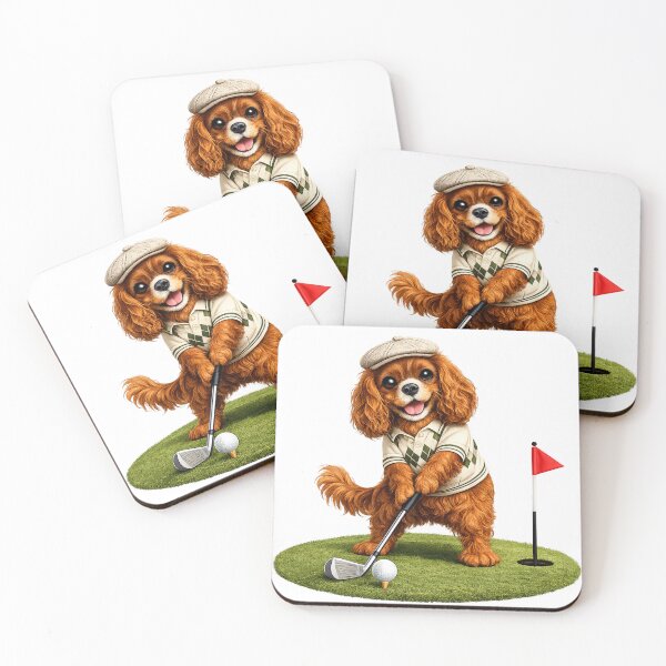 Item preview, Ruby Cavalier Playing Golf designed and sold by SpottyRainbow.