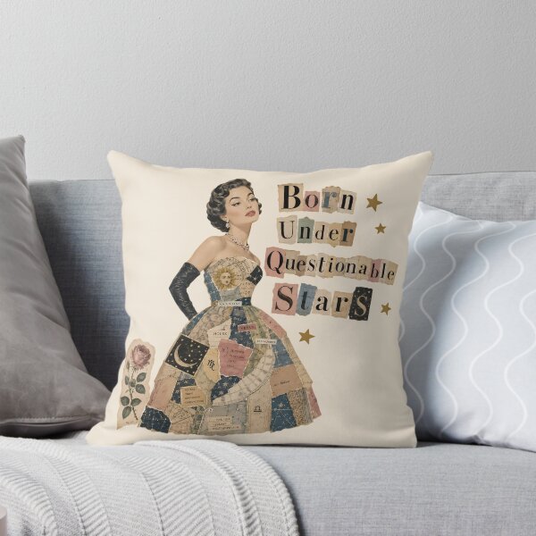 Item preview, Born Under Questionable Stars Vintage Astrology Collage Funny Zodiac designed and sold by VIVID COLORS CLUB.