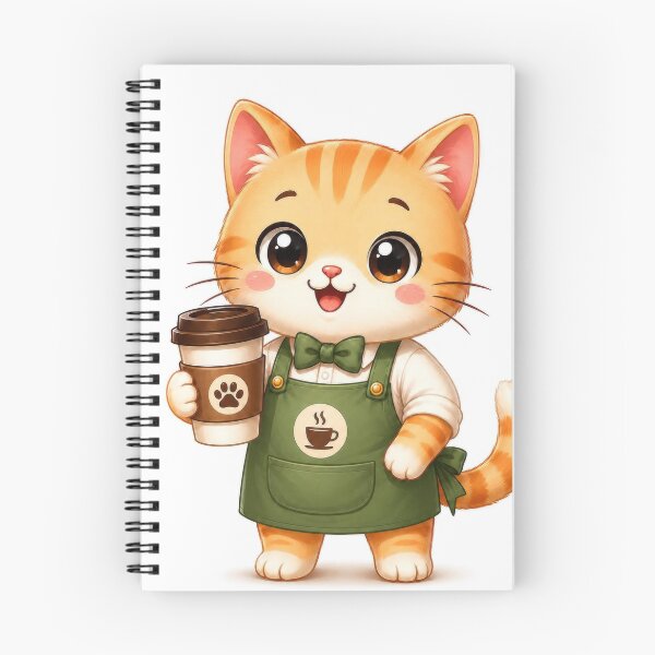 Item preview, Cute Barista Cat Coffee Lover Cartoon Kawaii Cafe Animal Illustration designed and sold by dreamybyana.