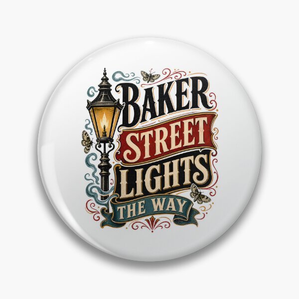 Item preview, Sherlock Holmes Baker Street Lights The Way Vintage Typography Art designed and sold by Fenay Designs.