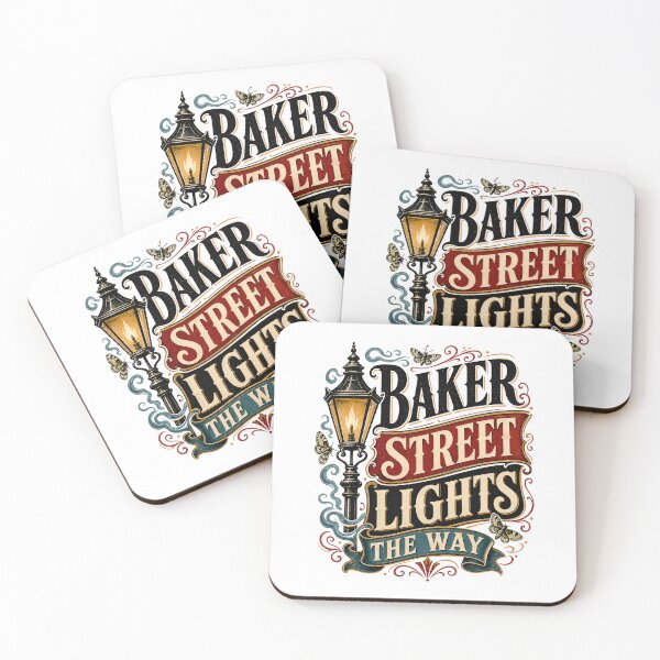 Item preview, Sherlock Holmes Baker Street Lights The Way Vintage Typography Art designed and sold by Fenay Designs.