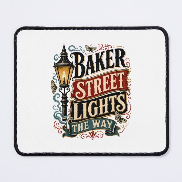 Item preview, Sherlock Holmes Baker Street Lights The Way Vintage Typography Art designed and sold by Fenay Designs.