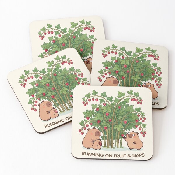 Item preview, Running on Fruit & Naps – Cute Raspberry Capybaras designed and sold by BCapybara.