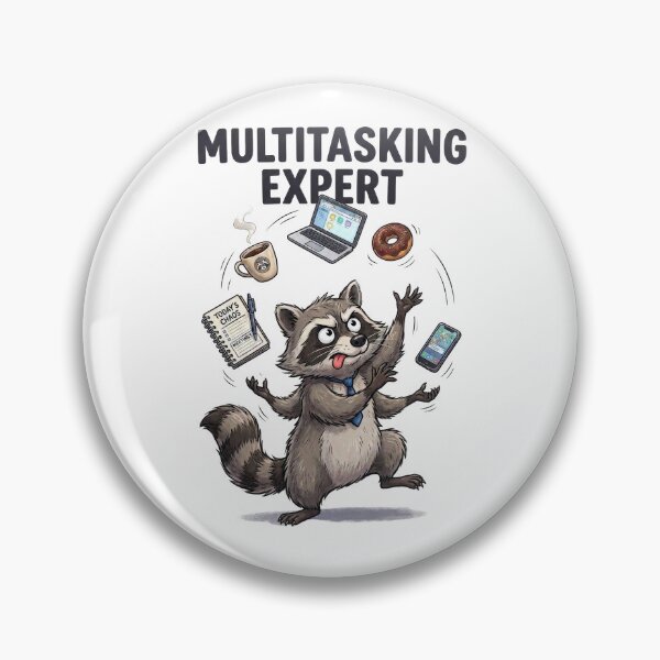 Item preview, Multitasking Expert Funny Raccoon | Office Worker & Work From Home Humor designed and sold by PlumArtDesign.