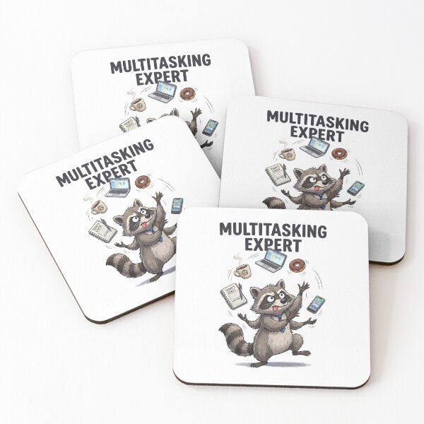 Item preview, Multitasking Expert Funny Raccoon | Office Worker & Work From Home Humor designed and sold by PlumArtDesign.