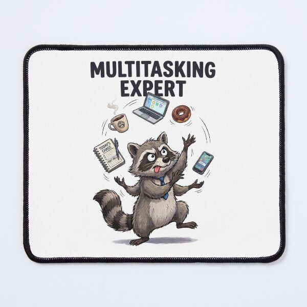 Item preview, Multitasking Expert Funny Raccoon | Office Worker & Work From Home Humor designed and sold by PlumArtDesign.