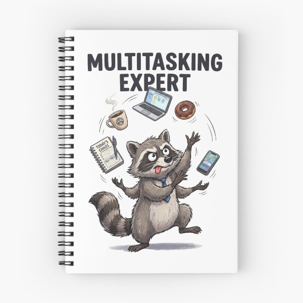 Item preview, Multitasking Expert Funny Raccoon | Office Worker & Work From Home Humor designed and sold by PlumArtDesign.