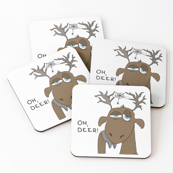 Item preview, Funny Oh Deer Pun Cartoon | Cute Tired Forest Animal Meme Sticker designed and sold by MyxaART.