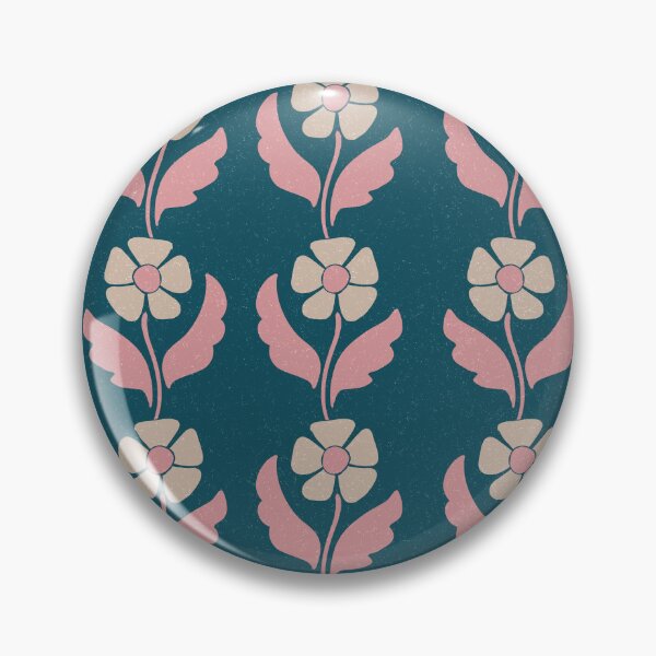 Item preview, Large Retro Scandinavian Folk Floral Teal Blue Botanical Pattern designed and sold by DColourMuse.